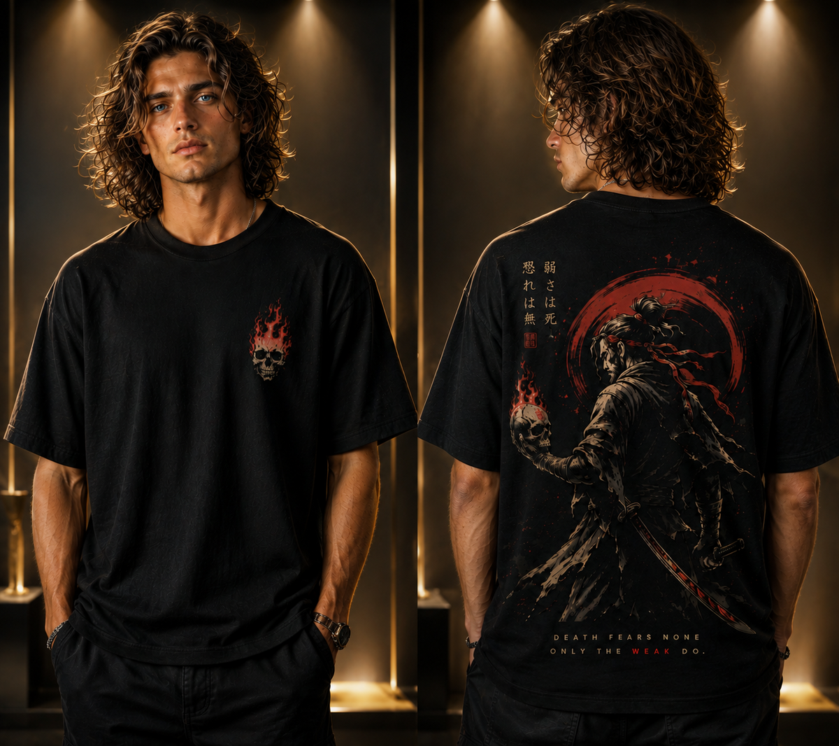 Skull Edition Oversized Streetwear Drop Shoulder Tshirt- Black Colour
