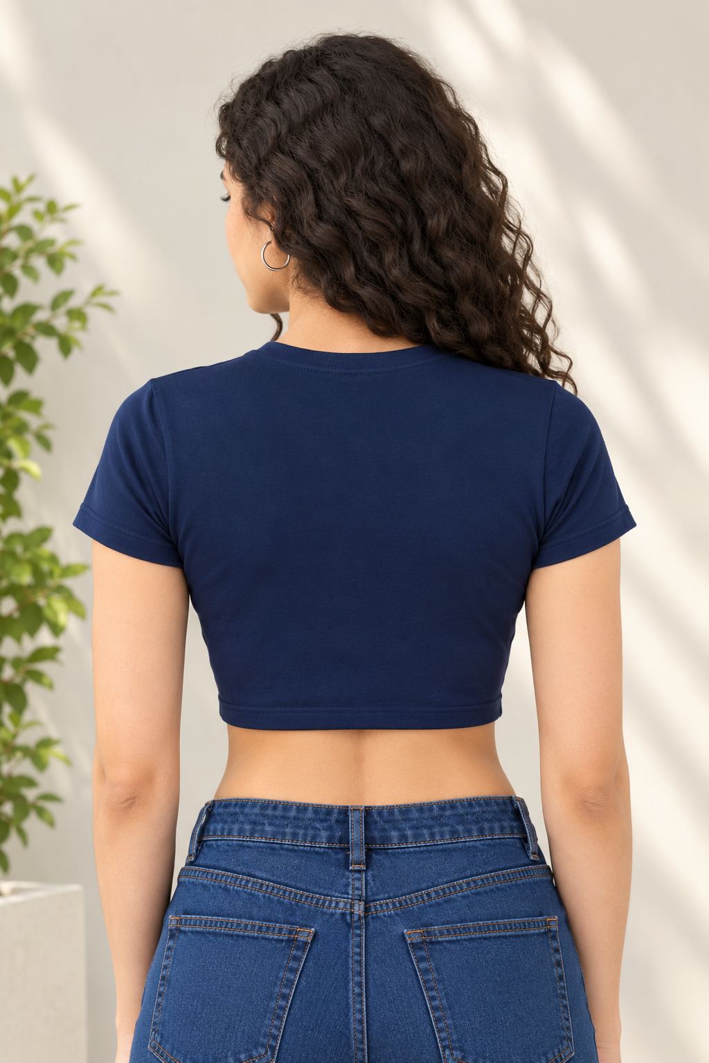 Women’s Crop Top Classic Streetwear Aesthetic -240 GSM-Navy Blue
