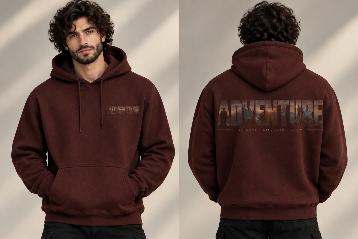 Adventure Unisex Pullover Hoodie-Coffee Brown -350 GSM