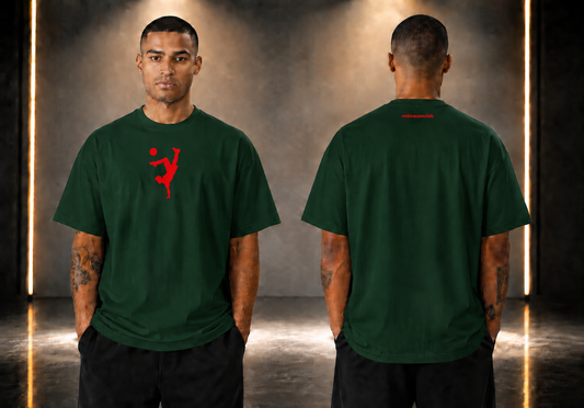 Oversized Drop Shoulder Streetwear T-shirt-Bottle Green