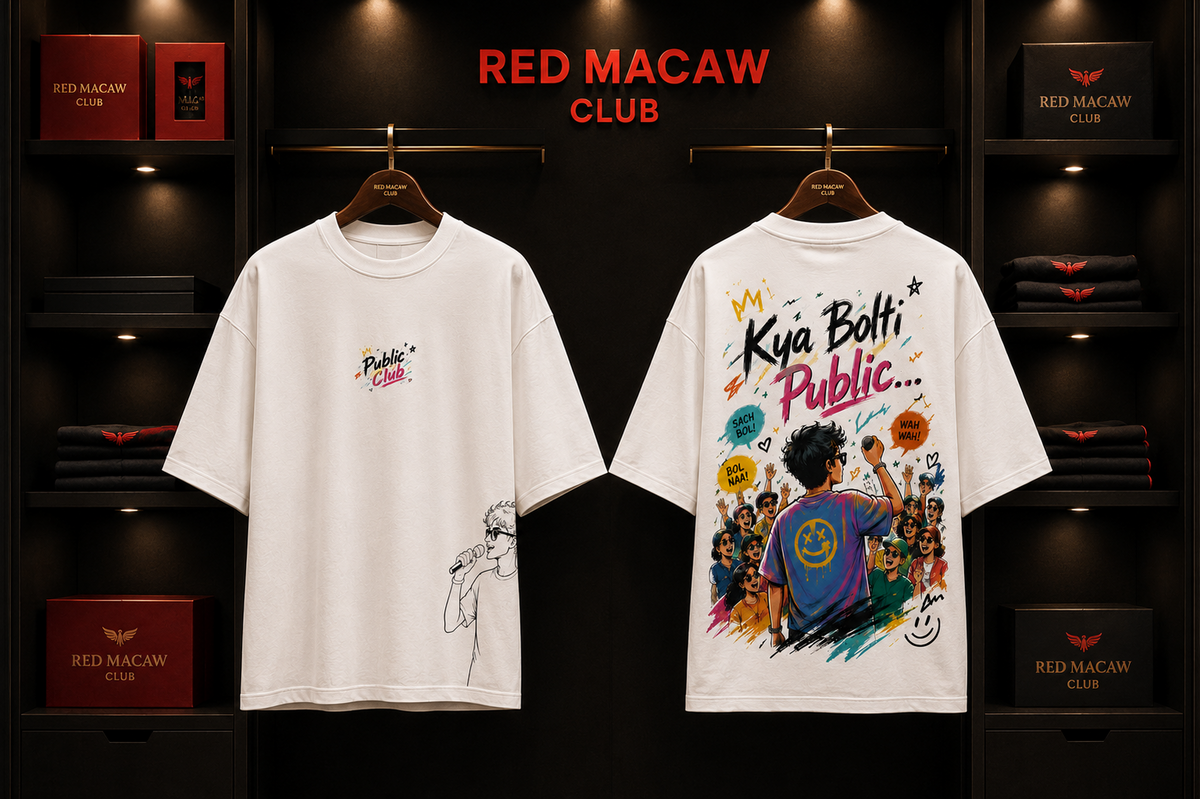 Public Club-Oversized Drop Shoulder Streetwear Tshirt-White Colour