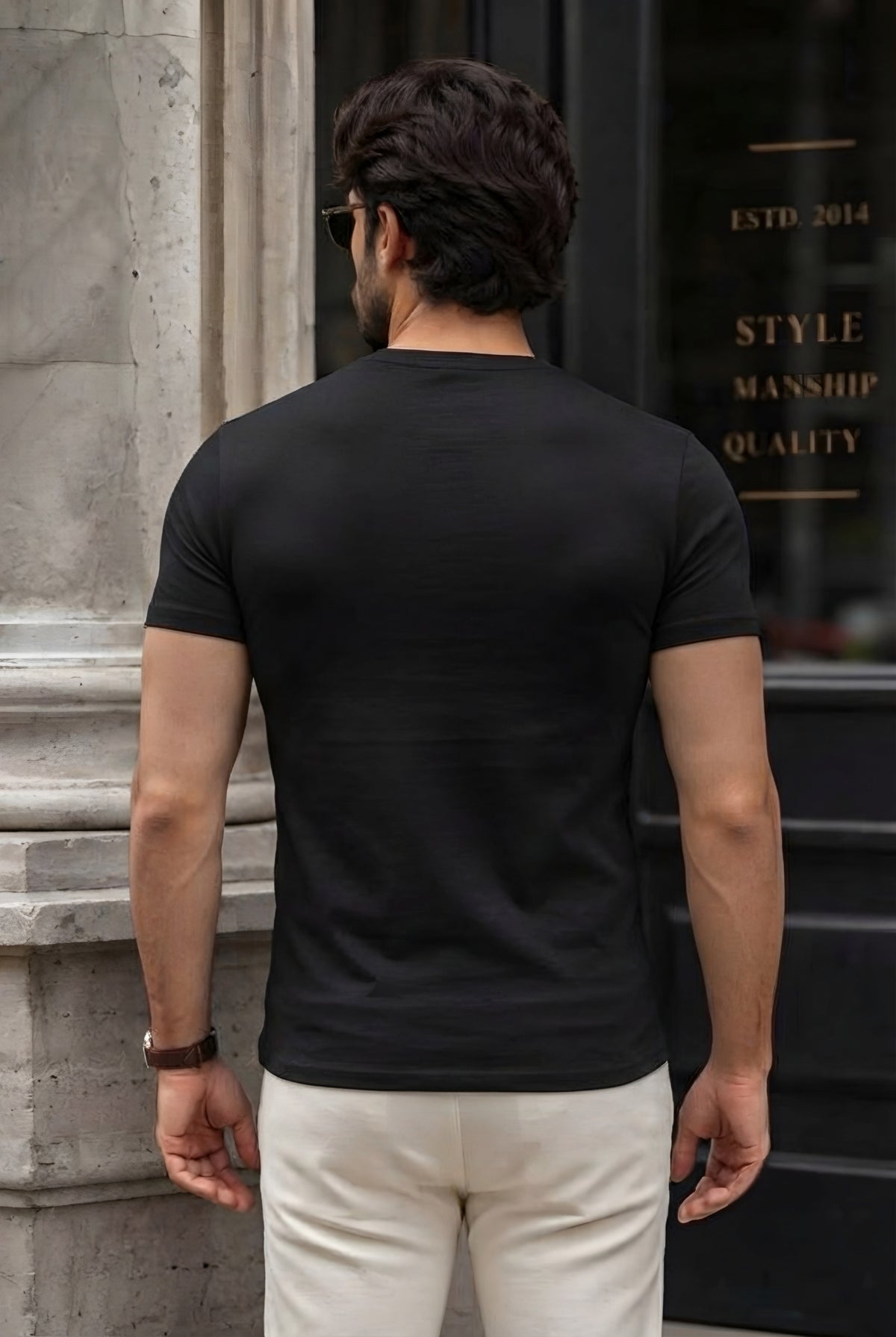 MINIMALIST REGULAR FIT BLACK TEE- 240 GSM FRENCH TERRY