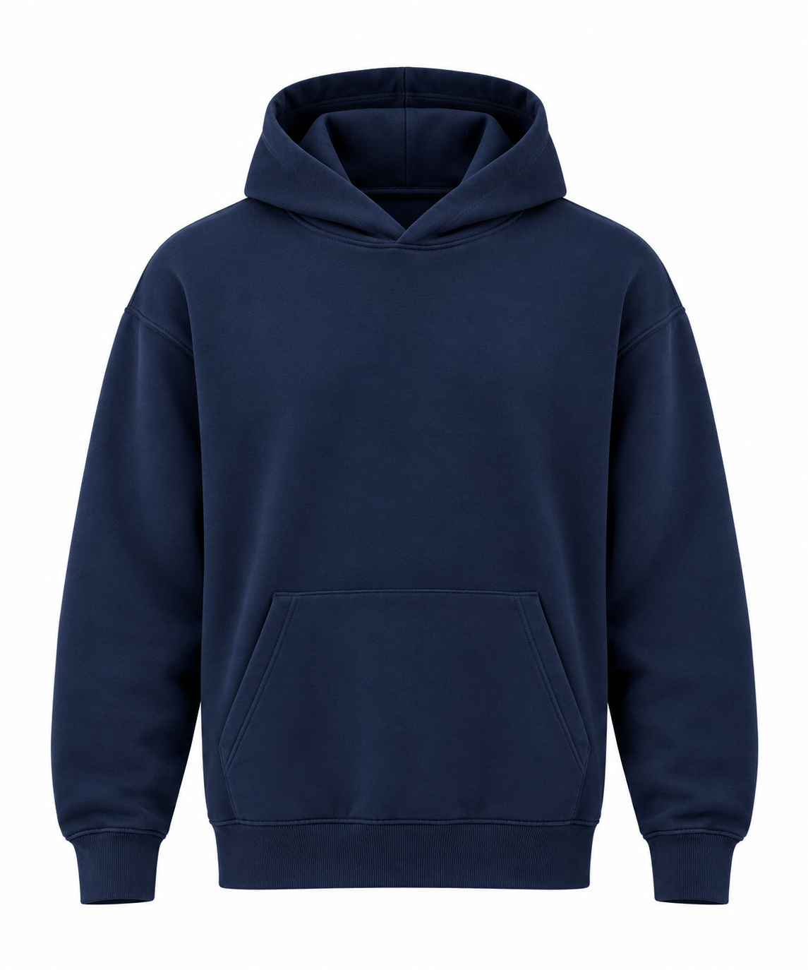 MINIMALIST UNISEX NAVY BLUE HOODIE - 300 GSM FRENCH TERRY