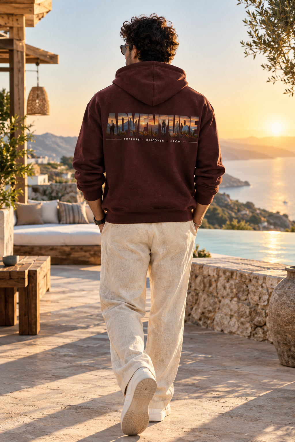 ADVENTURE UNISEX MAROON HOODIE - 350 GSM FLEECE COTTON