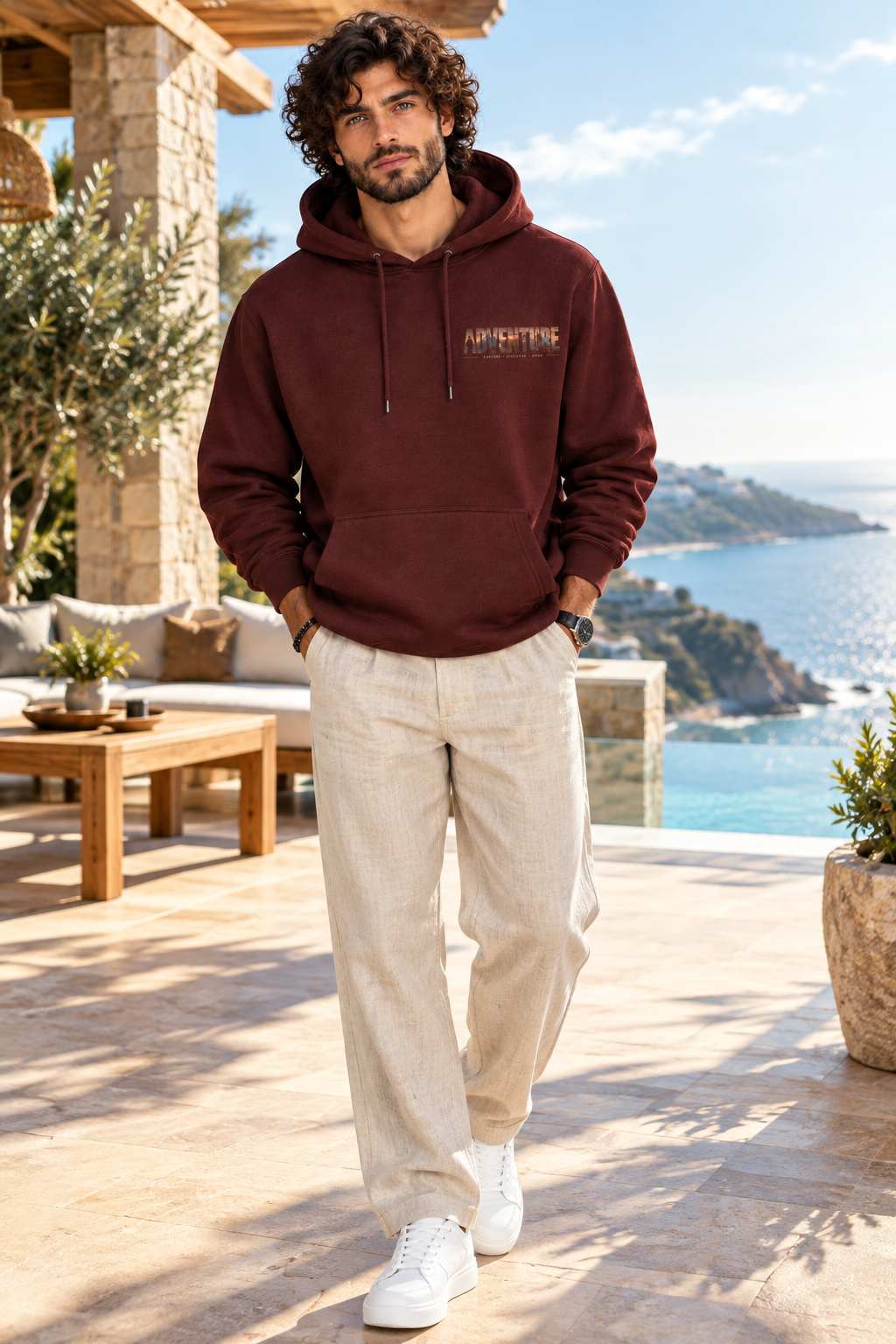 ADVENTURE UNISEX MAROON HOODIE - 350 GSM FLEECE COTTON