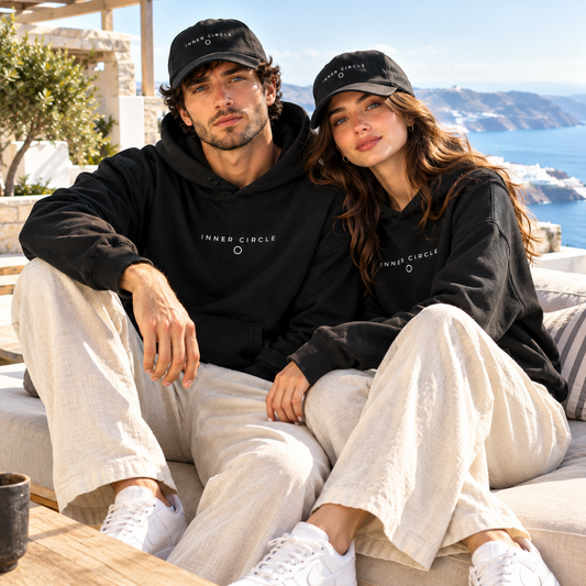 INNER CIRCLE - UNISEX BLACK HOODIE- 300 GSM FLEECE COTTON