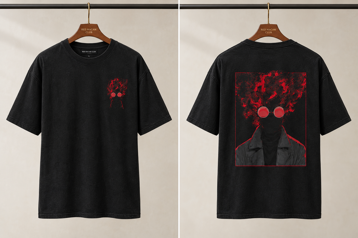 GHOST FIRE - OVERSIZED DROP SHOULDER BLACK TEE - 240 GSM FRENCH TERRY
