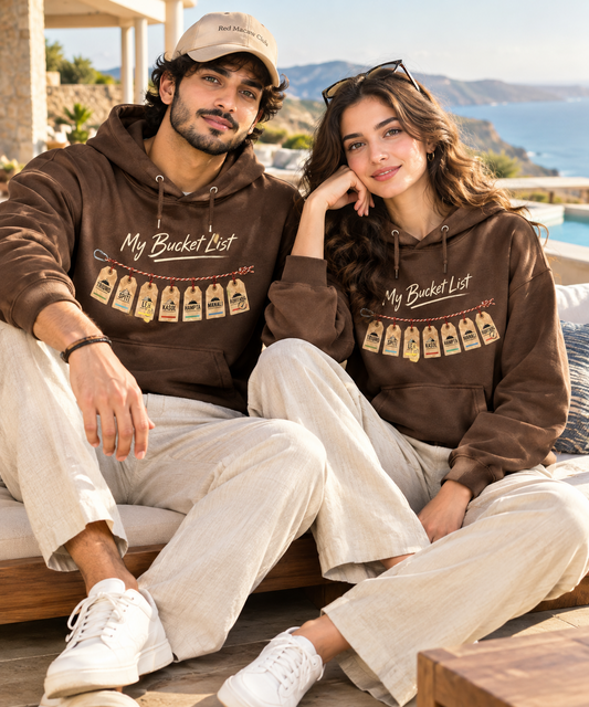 MY BUCKET LIST - UNISEX COFFEE BROWN HOODIE - 350 GSM FLEECE COTTON