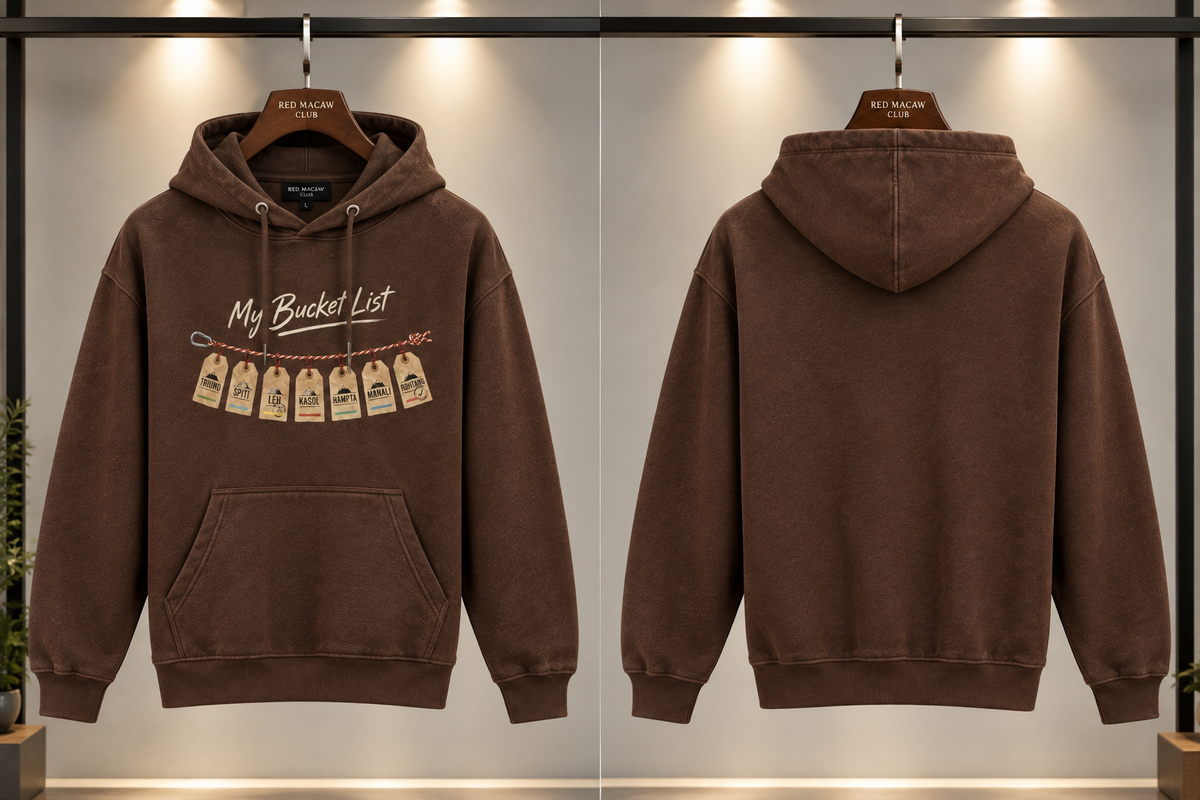 MY BUCKET LIST - UNISEX COFFEE BROWN HOODIE - 350 GSM FLEECE COTTON