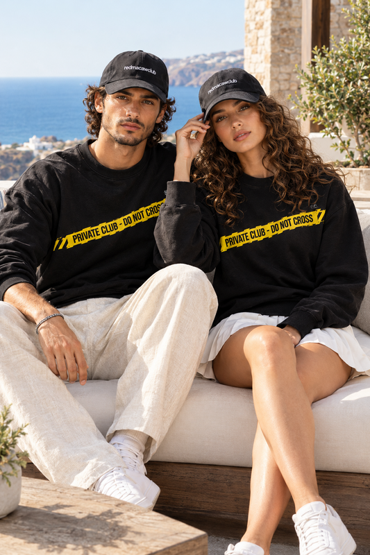 PRIVATE CLUB- UNISEX BLACK SWEATSHIRT 300 GSM FRENCH TERRY COTTON