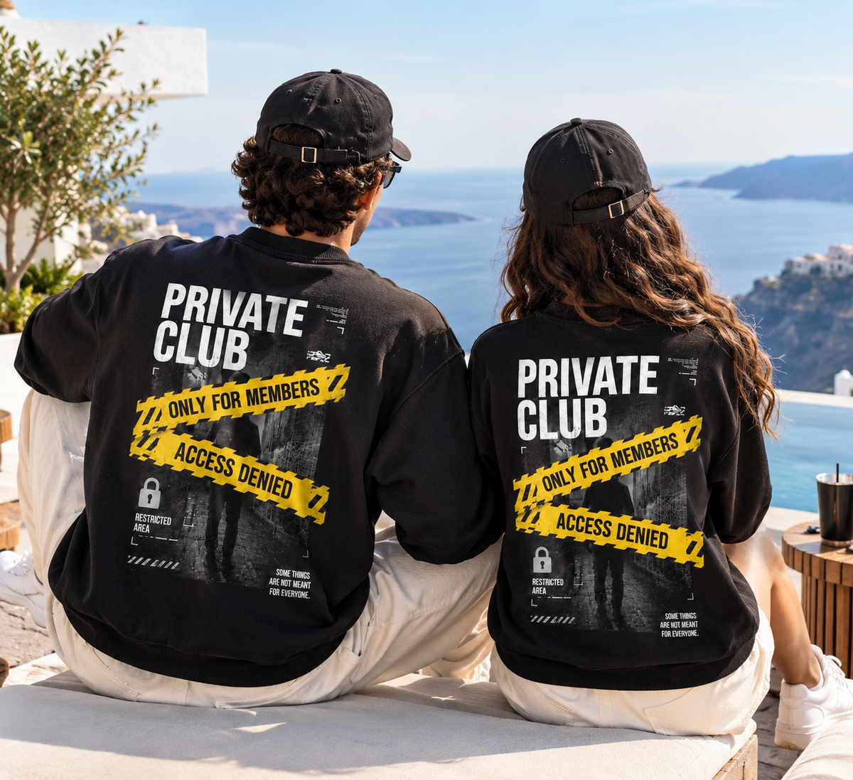 PRIVATE CLUB- UNISEX BLACK SWEATSHIRT 300 GSM FRENCH TERRY COTTON